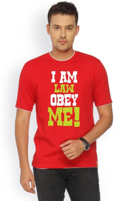 

Campus Sutra Printed Men Round Neck Red T-Shirt