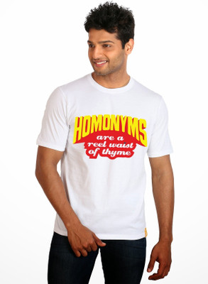 

Campus Sutra Printed Men Round Neck White T-Shirt
