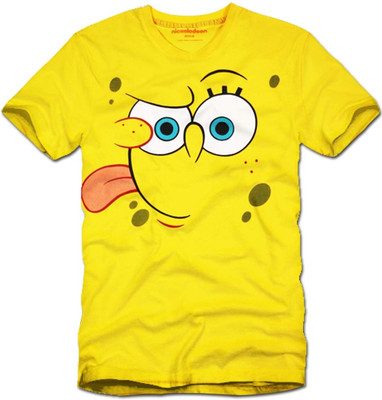 

Super Drool Graphic Print Men's Round Neck Yellow T-Shirt, Bright yellow