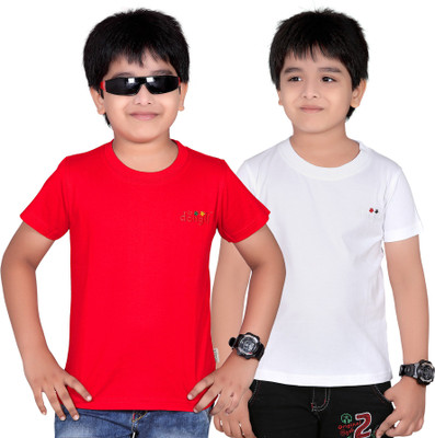 

FabTag - Dongli Boys Solid T Shirt(Red, Pack of 2, Red & white