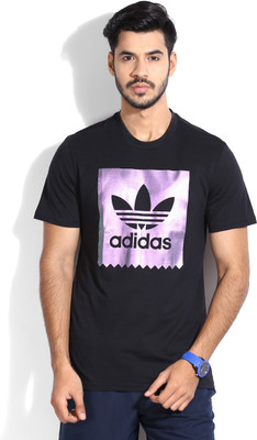

ADIDAS Printed Men's Round Neck White, Black T-Shirt, Black/irides