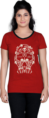 

Tantra Printed Women's Round Neck Red T-Shirt