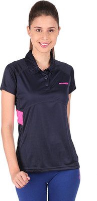 

Vector X Solid Women's Polo Neck Blue, Pink T-Shirt, Navy;pink