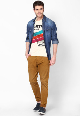 

Jack & Jones Graphic Print Men's Round Neck Beige T-Shirt, Cloud cream