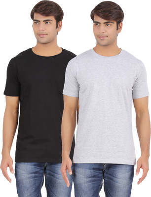 

Ap'pulse Solid Men's Round Neck Black, Grey T-Shirt(Pack of 2), _black_gmel