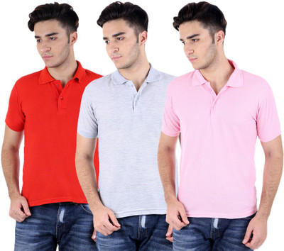 

Sanvi Traders Solid Men Polo Neck Multicolor T-Shirt(Pack of 3