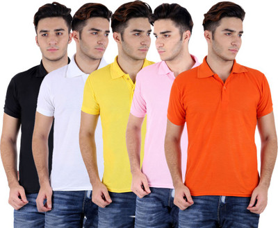 

Sanvi Traders Solid Men Polo Neck Multicolor T-Shirt(Pack of 5