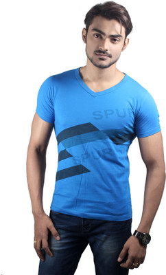 

Spur Printed Men's V-neck Blue T-Shirt, Royal blue