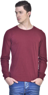 

Inkovy Solid Men's Round Neck Maroon T-Shirt