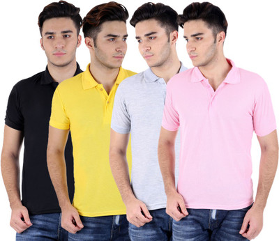 

Sanvi Traders Solid Men Polo Neck Multicolor T-Shirt(Pack of 4