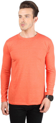 SayItLoud Solid Men' Round Neck Orange T-Shirt, Orange melange