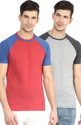 

Yellow Submarine Solid Men's Round Neck Red, Grey T-Shirt(Pack of 2), Grey;red