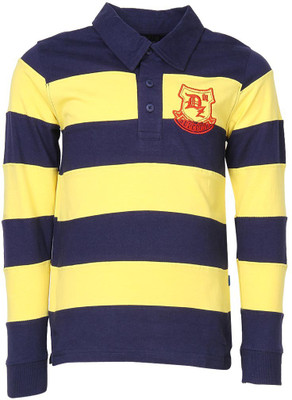 

Dreamszone Boys Striped Cotton T Shirt(Blue, Pack of 1), Navy yellow