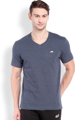 

2GO Solid Men V-neck Blue T-Shirt, Denim blue