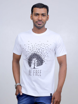 Indian Aurochs Printed Men Round Neck Reversible White T-Shirt