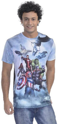 

Avengers Printed Men's Round Neck White T-Shirt, Black;white
