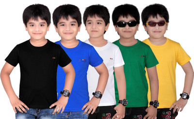 

FabTag - Dongli Boys Solid T Shirt(Multicolor, Pack of 5