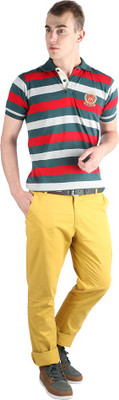 

Proline Striped Men's Polo Neck Red T-Shirt, Rd/tm/gm