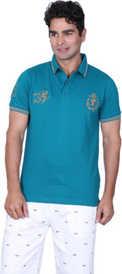 

Proline Solid Men's Flap Collar Neck Green T-Shirt