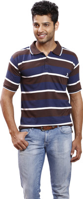 

Right Shape Striped Men's Polo Neck Multicolor T-Shirt, Brown