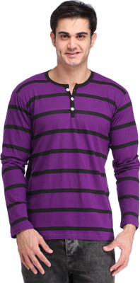 

Leana Striped Men's Fashion Neck Purple, Black T-Shirt, Purple-black 1