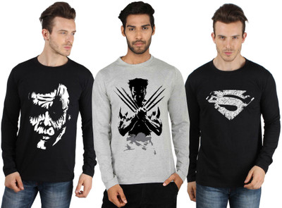 

SayItLoud Printed Men's Round Neck Black, Grey T-Shirt(Pack of 3