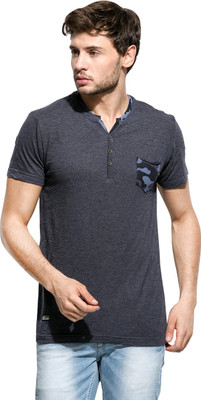 

Mufti Solid Men's Henley Grey T-Shirt
