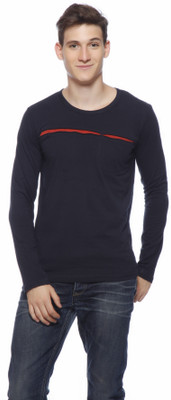 

Gritstones Solid Men' Round Neck Black T-Shirt