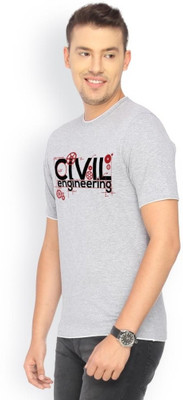 

Campus Sutra Printed Men Round Neck Grey T-Shirt