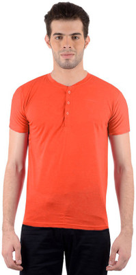 Gallop Solid Men's Henley Orange T-Shirt