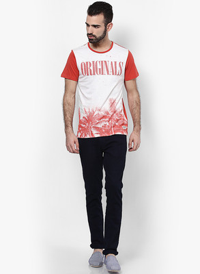 

Jack & Jones Graphic Print Men' Round Neck Red, White T-Shirt, Baked apple