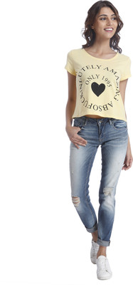 

Only Printed Women' Round Neck Yellow T-Shirt