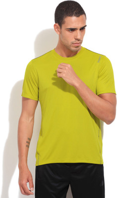 

REEBOK Solid Men's Round Neck Green T-Shirt, Vitgrn