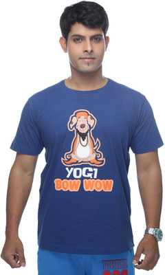 Clickroo Printed Men's Round Neck Blue T-Shirt