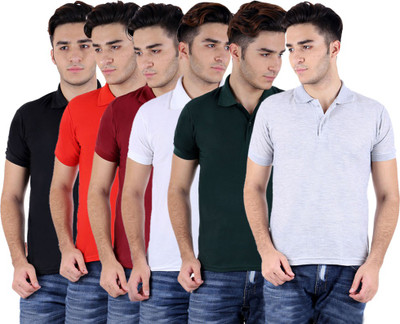 

Sanvi Traders Solid Men Polo Neck Multicolor T-Shirt(Pack of 6