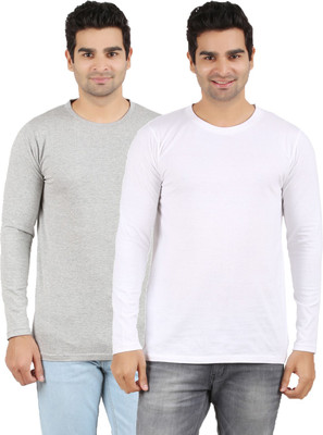 

Ap'pulse Solid Men's Round Neck Grey, White T-Shirt(Pack of 2, _gmel_white