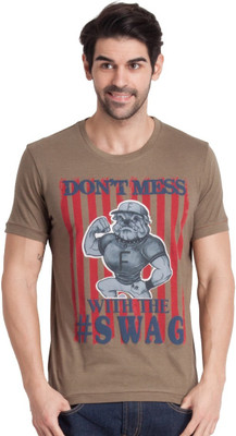 

Fritzberg Printed Men's Round Neck Brown T-Shirt
