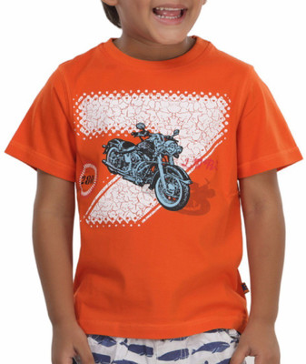 

Trmpi Boys Graphic Print Cotton T Shirt(Orange, Pack of 1, Sunset orange