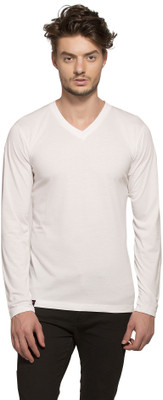 

Alan Jones Solid Men's V-neck White T-Shirt