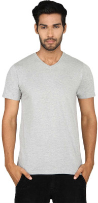 

SayItLoud Solid Men's V-neck Grey T-Shirt