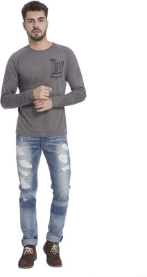 

Jack & Jones Solid Men's Round Neck Grey T-Shirt, Grey melange