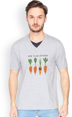 

Campus Sutra Solid Men V-neck Grey T-Shirt