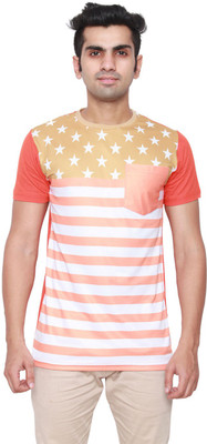 

DDI Printed Men' Round Neck Orange T-Shirt