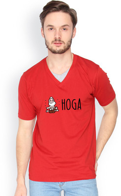 

Campus Sutra Solid Men V-neck Red T-Shirt