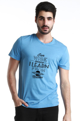 Redfool Fashions Printed, Graphic Print Men Round Neck Blue T-Shirt