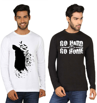 

SayItLoud Printed Men's Round Neck White, Black T-Shirt(Pack of 2, Black;white