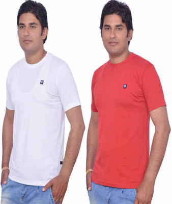 

Leaf Solid Men's Round Neck White, Red T-Shirt(Pack of 2, Red;white