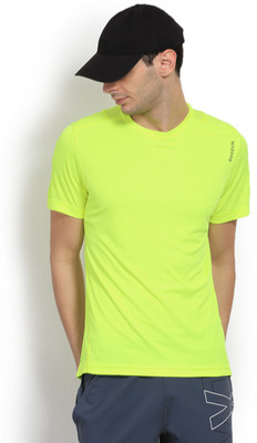 REEBOK Solid Men's Round Neck Green T-Shirt, Syello