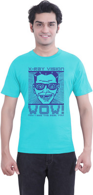 

Tantra Graphic Print Men's Round Neck Light Blue T-Shirt, Mint blue