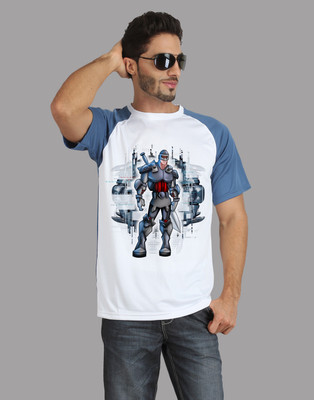 

Trionic Printed Men's Round Neck Blue, White T-Shirt, Storm blue
